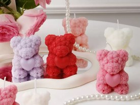 Molde silicona osito grande rosas con corazon